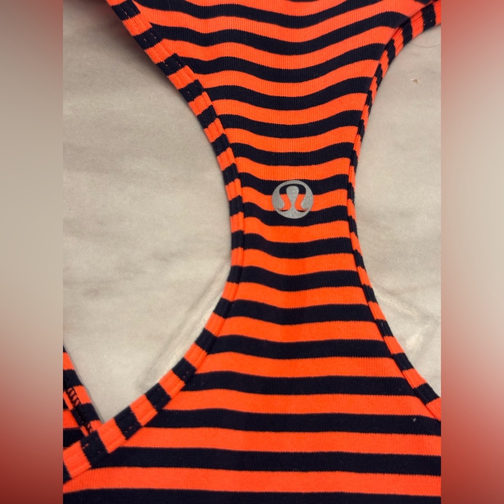 Lululemon Striped Orange and Black Tank-Top NWOT - Picture 3 of 4